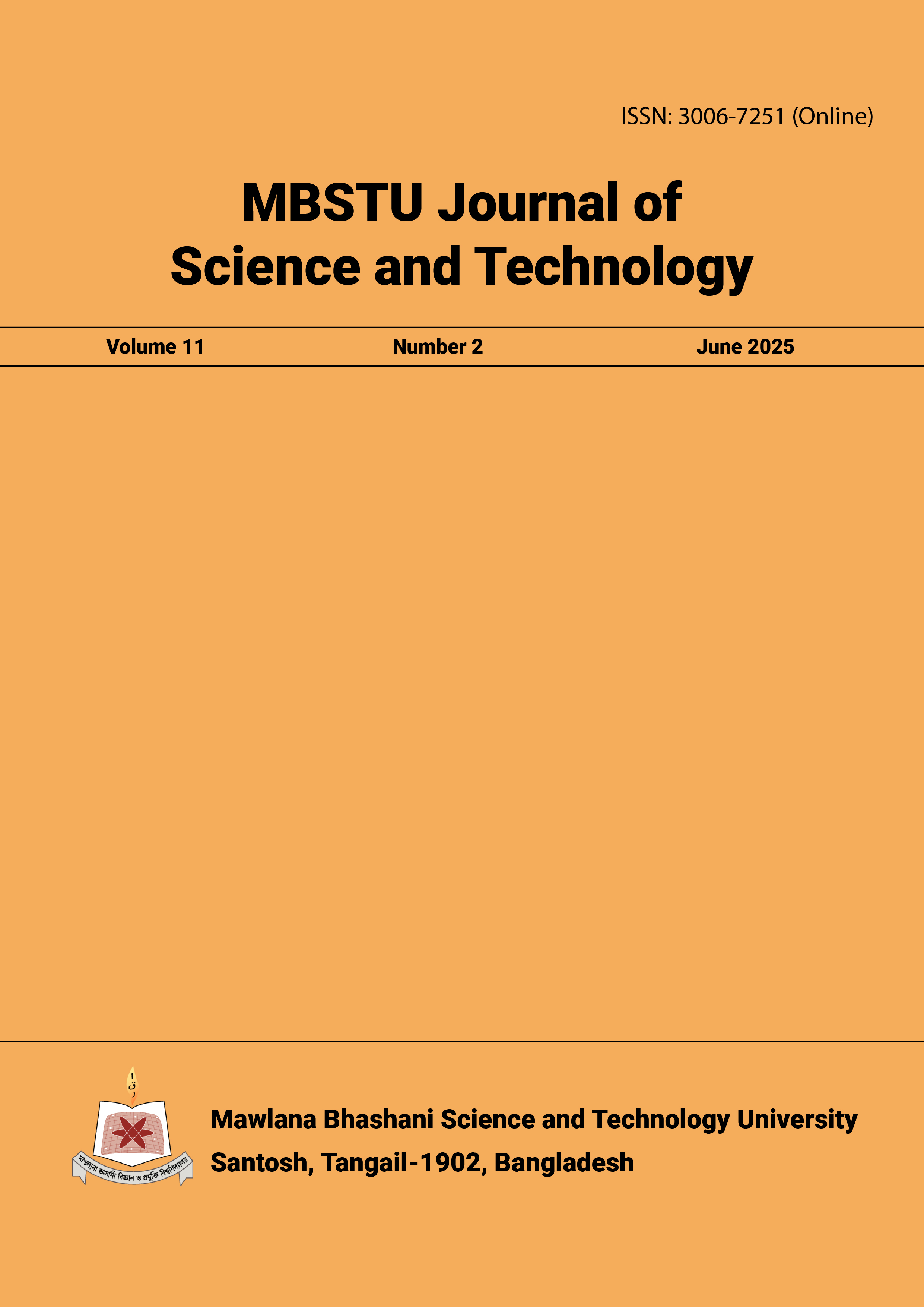 View Vol. 11 No. 2 (2025): MBSTU Journal of Science and Technology